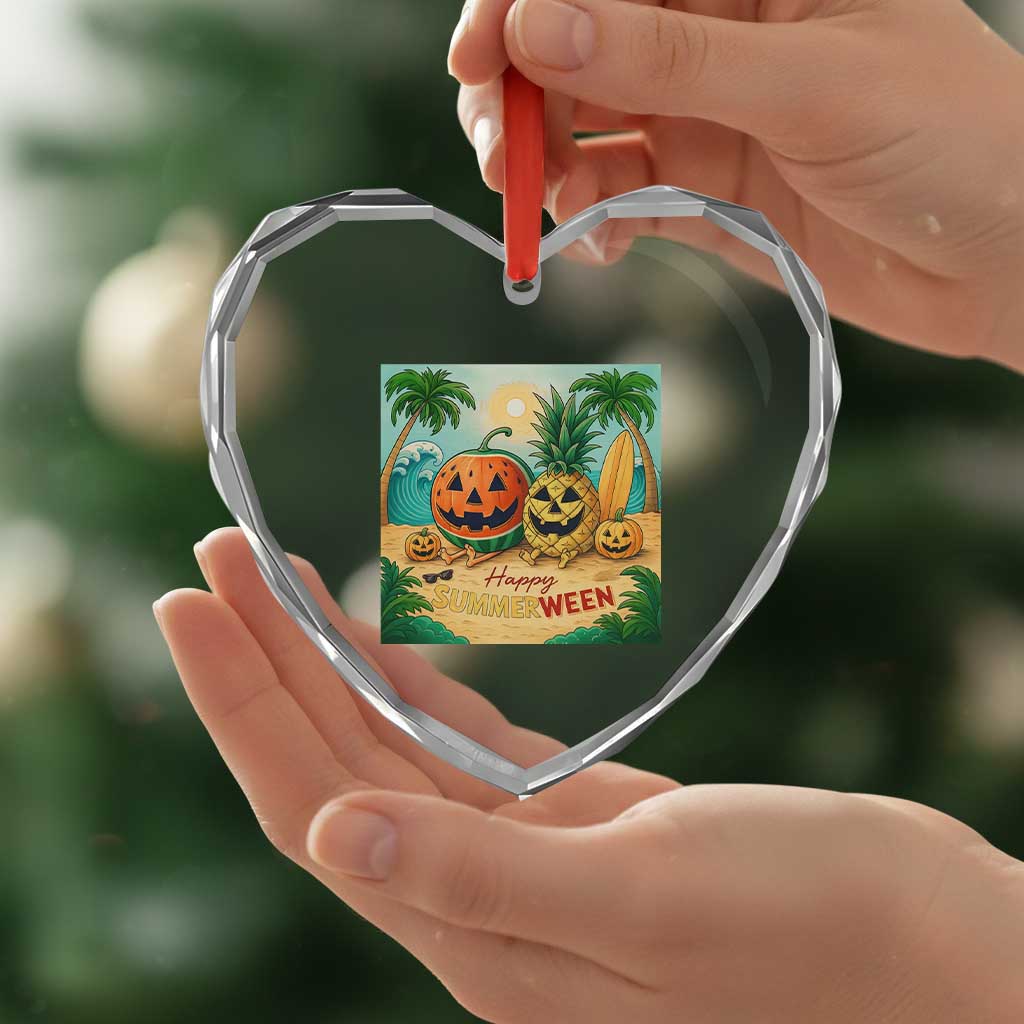 Retro Tropical Summerween Heart Crystal Glass Ornament Halloween Summer Beach Cocktail Boo TS02 Print Your Wear
