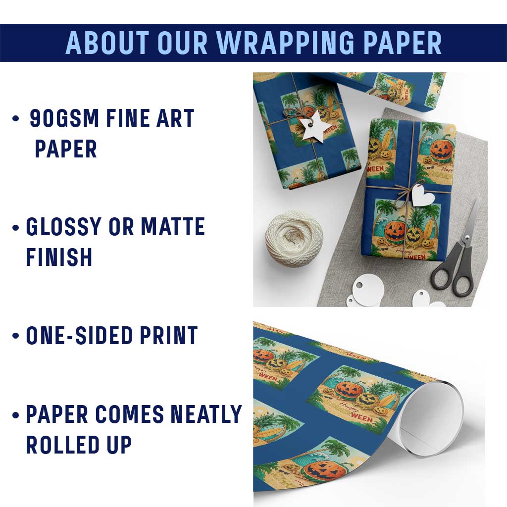Retro Tropical Summerween Wrapping Paper Roll Halloween Summer Beach Cocktail Boo TS02 Print Your Wear