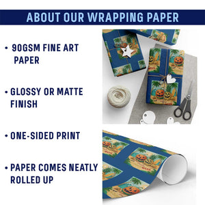 Retro Tropical Summerween Wrapping Paper Roll Halloween Summer Beach Cocktail Boo TS02 Print Your Wear