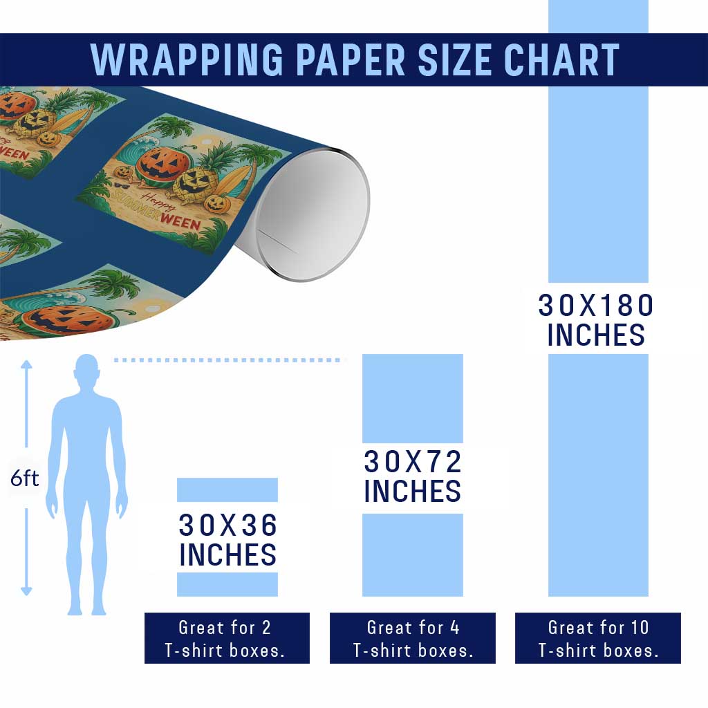 Retro Tropical Summerween Wrapping Paper Roll Halloween Summer Beach Cocktail Boo TS02 Print Your Wear
