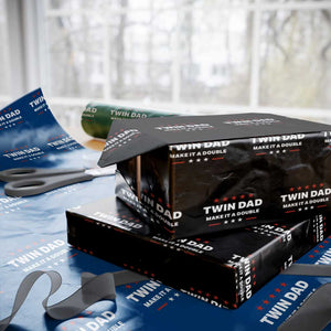 Retro Twin Dad Wrapping Paper Roll Make It A Double Fathers Day