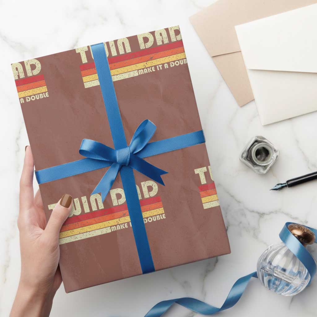 Retro Twin Dad Wrapping Paper Roll Make It A Double Vintage Cool 70s 80s Style Sunset TS10 Mocha Print Your Wear
