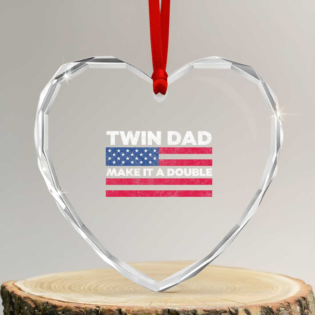 Retro Twin Dad Heart Crystal Glass Ornament Make It A Double US Flag Fathers Day TS10 Transparent Glass 3'' Heart Print Your Wear