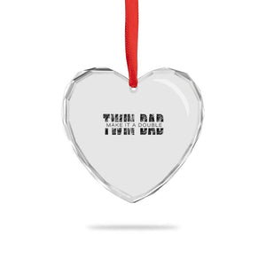 Retro Twin Dad Heart Crystal Glass Ornament Subtle Make It A Double Fathers Day