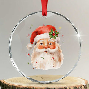 Retro Vintage Christmas Santa Claus Face Xmas Old Fashioned Crystal Glass Ornament TS02 Transparent Glass 3'' Circle Print Your Wear