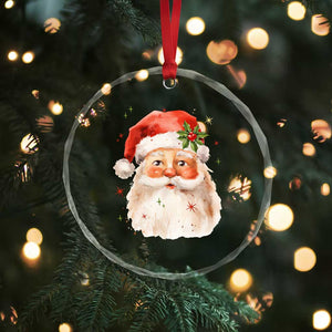 Retro Vintage Christmas Santa Claus Face Xmas Old Fashioned Crystal Glass Ornament TS02 Print Your Wear
