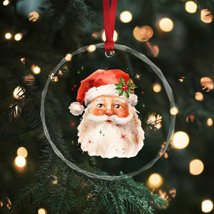 Retro Vintage Christmas Santa Claus Face Xmas Old Fashioned Crystal Glass Ornament TS02 Print Your Wear