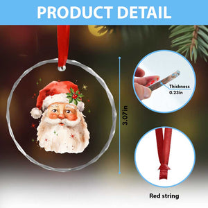 Retro Vintage Christmas Santa Claus Face Xmas Old Fashioned Crystal Glass Ornament TS02 Print Your Wear