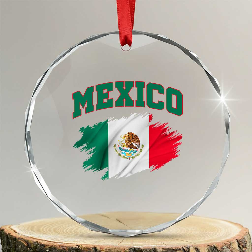 Retro Vintage Mexico Flag Crystal Glass Ornament Mexican Pride Gift TS12 Transparent Glass 3'' Circle Print Your Wear
