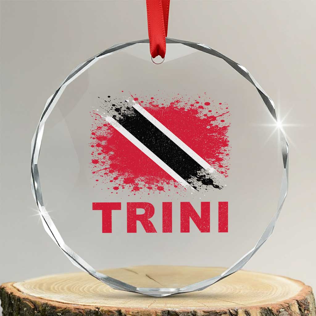 Retro Vintage Trini Crystal Glass Ornament Watercolors Sport Trinidad and Tobago Flag TS10 Transparent Glass 3'' Circle Print Your Wear