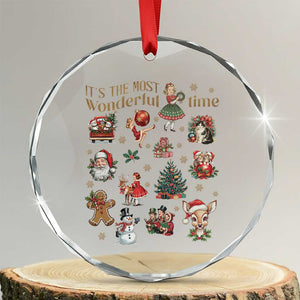 Retro Vintage Xmas Crystal Glass Ornament It's The Most Wonderful Time Xmas TS11 Transparent Glass 3'' Circle Print Your Wear