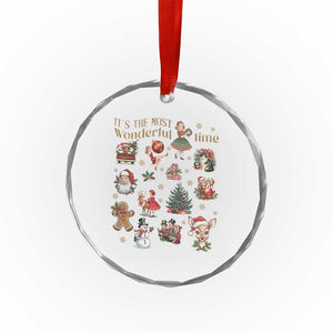 Retro Vintage Xmas Crystal Glass Ornament It's The Most Wonderful Time Xmas TS11 Print Your Wear