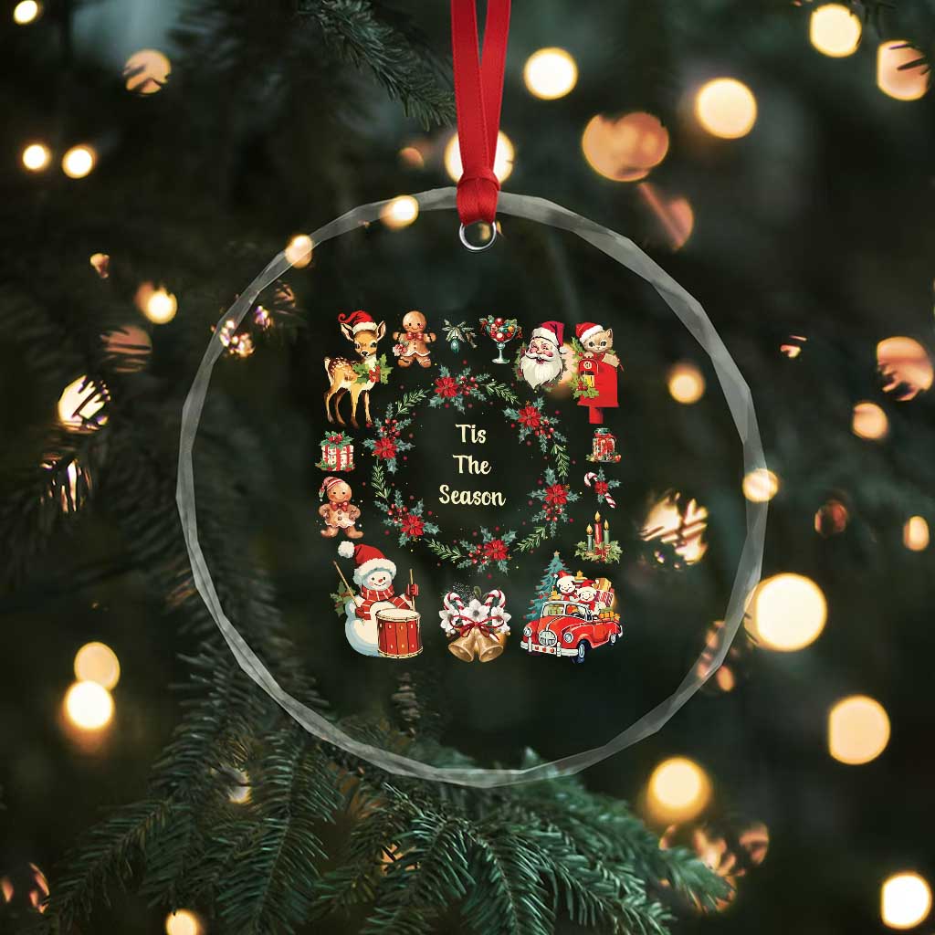 Retro Vintage Xmas Crystal Glass Ornament Tis The Season Santa Hat Xmas Wrealth TS11 Print Your Wear