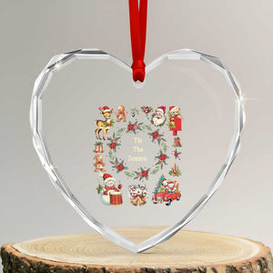 Retro Vintage Xmas Heart Crystal Glass Ornament Tis The Season Santa Hat Xmas Wrealth TS11 Transparent Glass 3'' Heart Print Your Wear