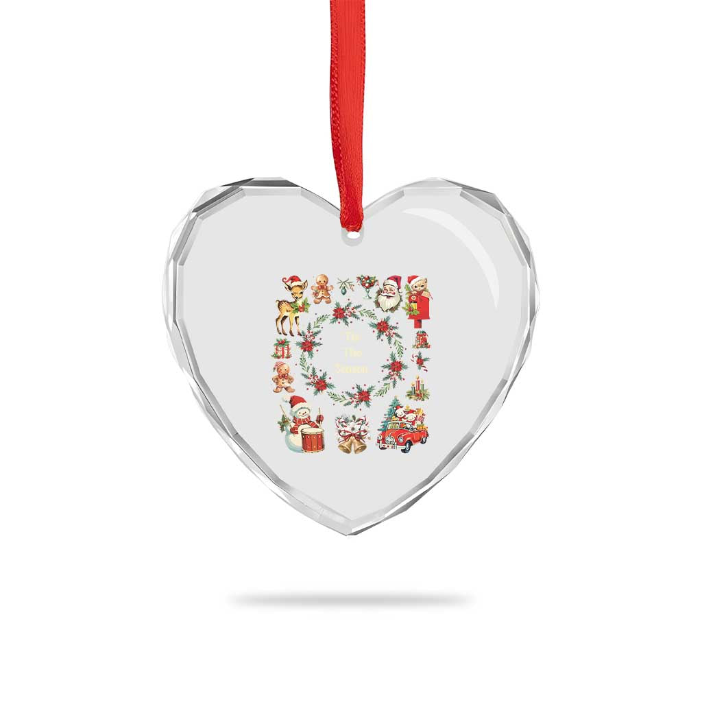 Retro Vintage Xmas Heart Crystal Glass Ornament Tis The Season Santa Hat Xmas Wrealth TS11 Print Your Wear