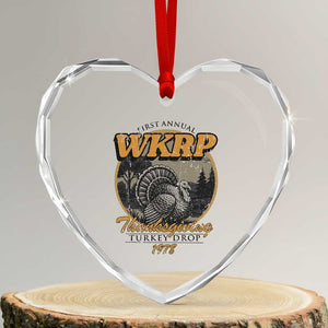 Retro WKRP Thanksgiving Turkey Drop 1978 Heart Crystal Glass Ornament Distressed Vintage Holiday TS02 Transparent Glass 3'' Heart Print Your Wear