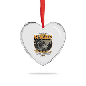 Retro WKRP Thanksgiving Turkey Drop 1978 Heart Crystal Glass Ornament Distressed Vintage Holiday TS02 Print Your Wear