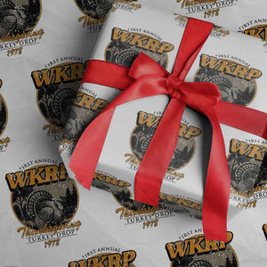 Retro WKRP Thanksgiving Turkey Drop 1978 Wrapping Paper Roll Distressed Vintage Holiday TS02 White Print Your Wear