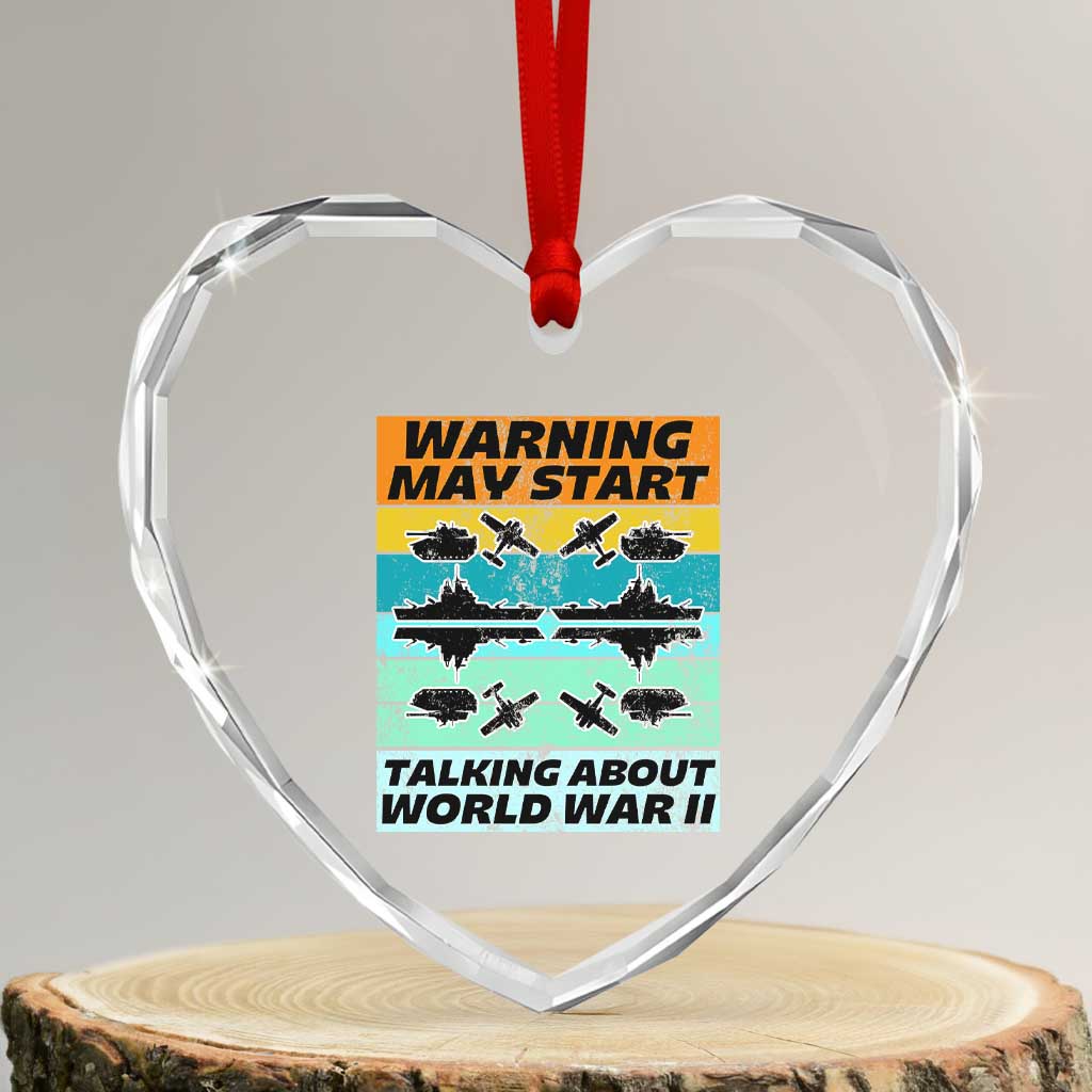 Retro World War 2 Memorabilia Heart Crystal Glass Ornament May Start Talking About WWII WW2 Gear TS02 Transparent Glass 3'' Heart Print Your Wear