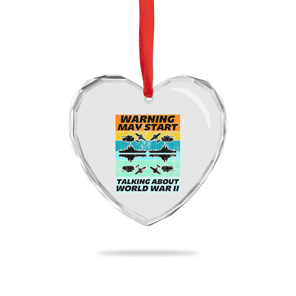Retro World War 2 Memorabilia Heart Crystal Glass Ornament May Start Talking About WWII WW2 Gear TS02 Print Your Wear