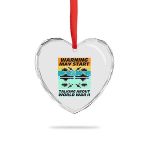 Retro World War 2 Memorabilia Heart Crystal Glass Ornament May Start Talking About WWII WW2 Gear TS02 Print Your Wear