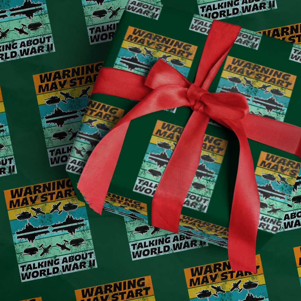 Retro World War 2 Memorabilia Wrapping Paper Roll May Start Talking About WWII WW2 Gear TS02 Green Print Your Wear