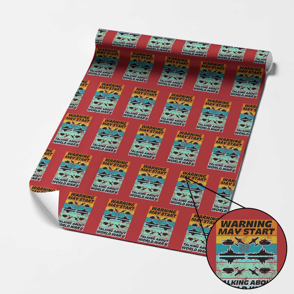 Retro World War 2 Memorabilia Wrapping Paper Roll May Start Talking About WWII WW2 Gear TS02 Red Print Your Wear