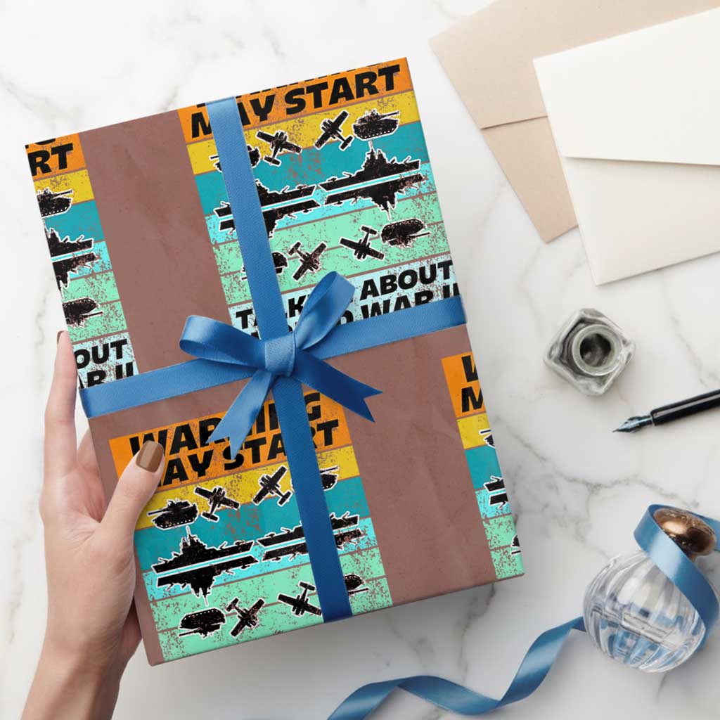 Retro World War 2 Memorabilia Wrapping Paper Roll May Start Talking About WWII WW2 Gear TS02 Mocha Print Your Wear