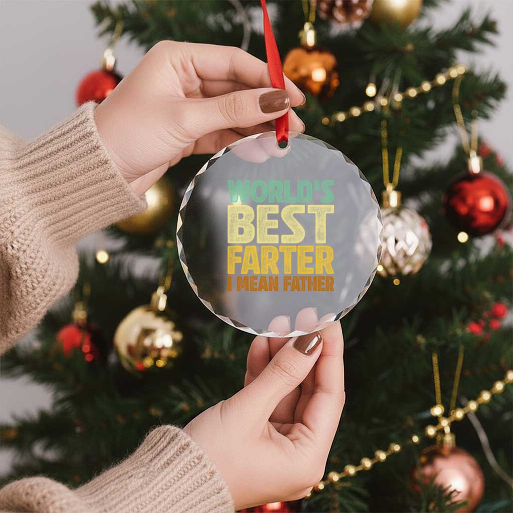 Retro World's Best Farter I Mean Father Crystal Glass Ornament Gag Gift Birthday Husband Dad Fathers Day TS10 Print Your Wear
