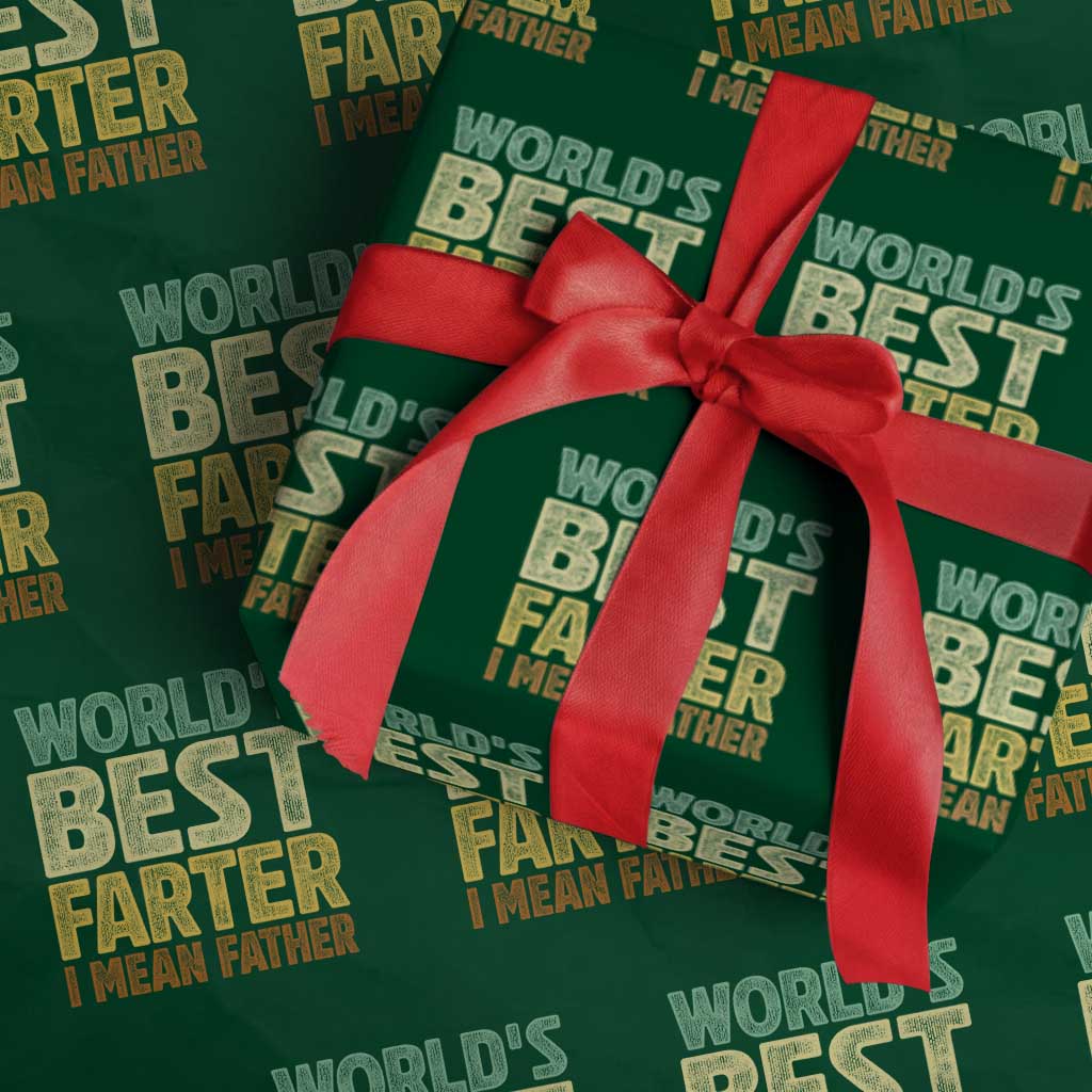 Retro World's Best Farter I Mean Father Wrapping Paper Roll Gag Gift Birthday Husband Dad Fathers Day TS10 Green Print Your Wear