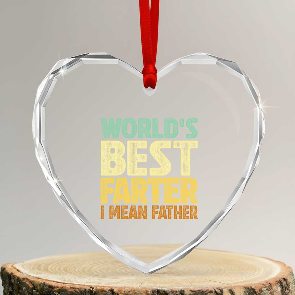 Retro World's Best Farter I Mean Father Heart Crystal Glass Ornament Gag Gift Birthday Husband Dad Fathers Day