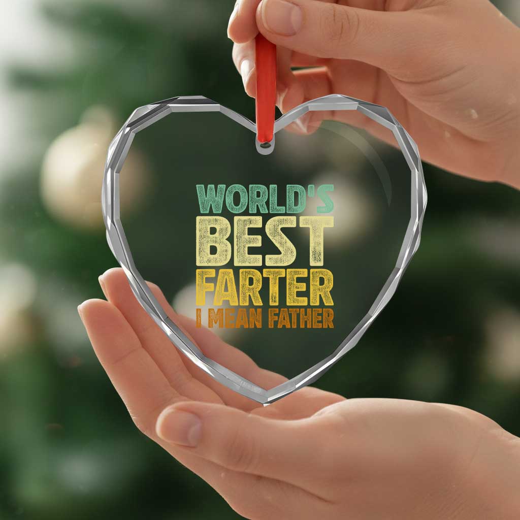 Retro World's Best Farter I Mean Father Heart Crystal Glass Ornament Gag Gift Birthday Husband Dad Fathers Day