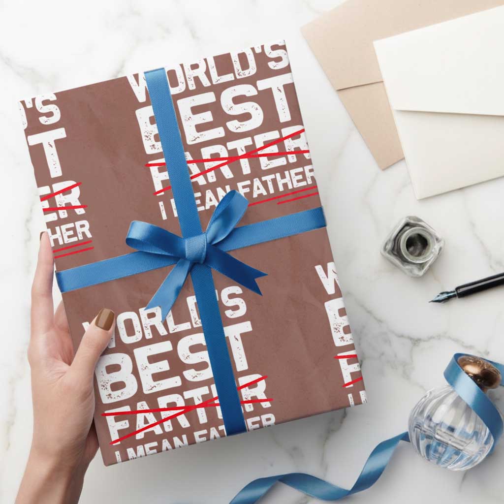 Retro World's Best Farter I Mean Father Wrapping Paper Roll Funny Best Dad TS10 Mocha Print Your Wear
