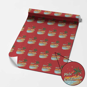 Retro Xmas In July Summer Beach Hawaii Wrapping Paper Roll Mele Kalikimaka TS10 Red Print Your Wear