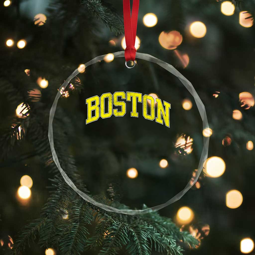 Retro Yellow Boston Massachusetts MA Vintage Throwback Running Crystal Glass Ornament TS11 Print Your Wear