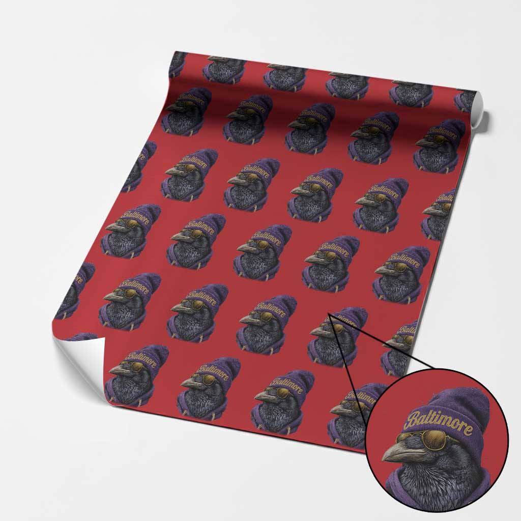 RF Football Lover Wrapping Paper Roll Vintage Maryland Edgar Allan Poe The Flock Game Day TS10 Red Print Your Wear