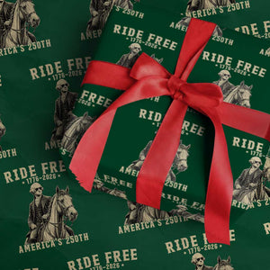 Ride Free 1776-2026 George Washington on Horseback Graphic Wrapping Paper Roll Vintage 250th Anniversary Semiquincentennial