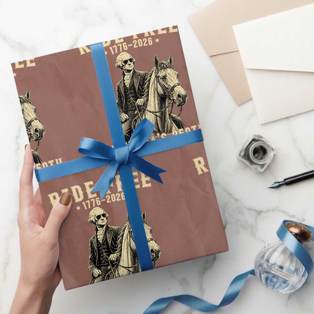 Ride Free 1776-2026 George Washington on Horseback Graphic Wrapping Paper Roll Vintage 250th Anniversary Semiquincentennial