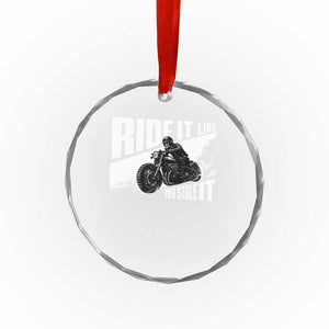 Ride It Like You Stole It Skeleton Biker Crystal Glass Ornament Vintage Motorcycle Rider
