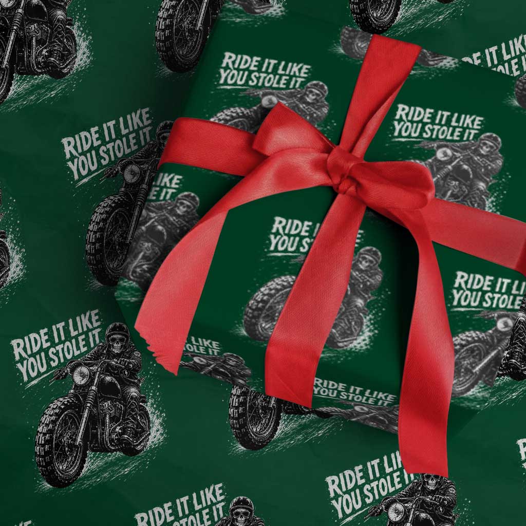Ride It Like You Stole It Skeleton Rider Vintage Motorcycle Graphic Wrapping Paper Roll Biker Enthusiasts TS10 Green Print Your Wear