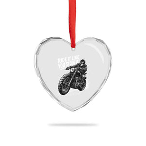 Ride It Like You Stole It Skeleton Rider Vintage Motorcycle Graphic Heart Crystal Glass Ornament Biker Enthusiasts TS10 Print Your Wear