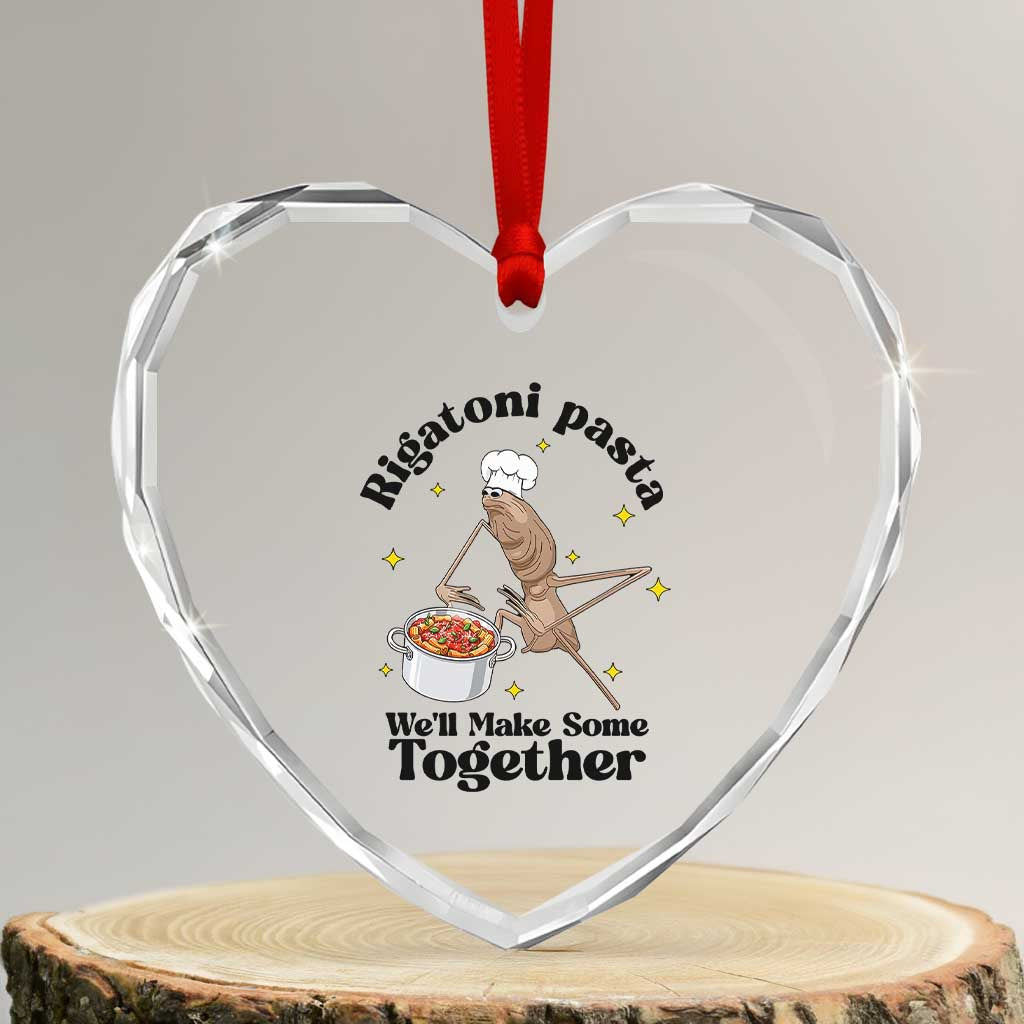 Rigatoni Pasta Chef Marcus The Worm Heart Crystal Glass Ornament We'll Make Some Together Wholesome Weird Meme TS02 Transparent Glass 3'' Heart Print Your Wear