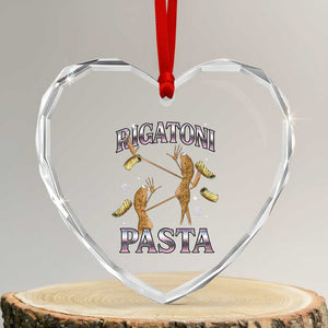 Rigatoni Pasta Lover Marcus The Worm Heart Crystal Glass Ornament Retro 90s Bootleg Weird Meme Internet Humor TS02 Transparent Glass 3'' Heart Print Your Wear