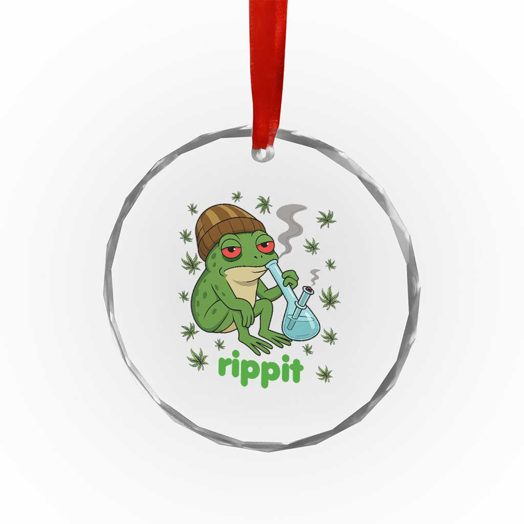 Rippit Frog Crystal Glass Ornament Funny 420 Stoner Weed Humor TS14 Print Your Wear