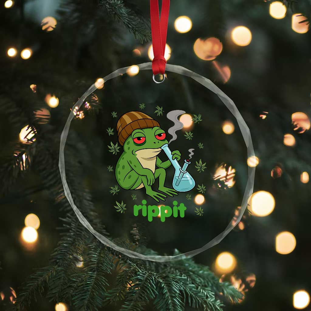 Rippit Frog Crystal Glass Ornament Funny 420 Stoner Weed Humor TS14 Print Your Wear