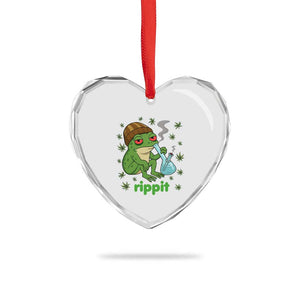 Rippit Frog Heart Crystal Glass Ornament Funny 420 Stoner Weed Humor TS14 Print Your Wear