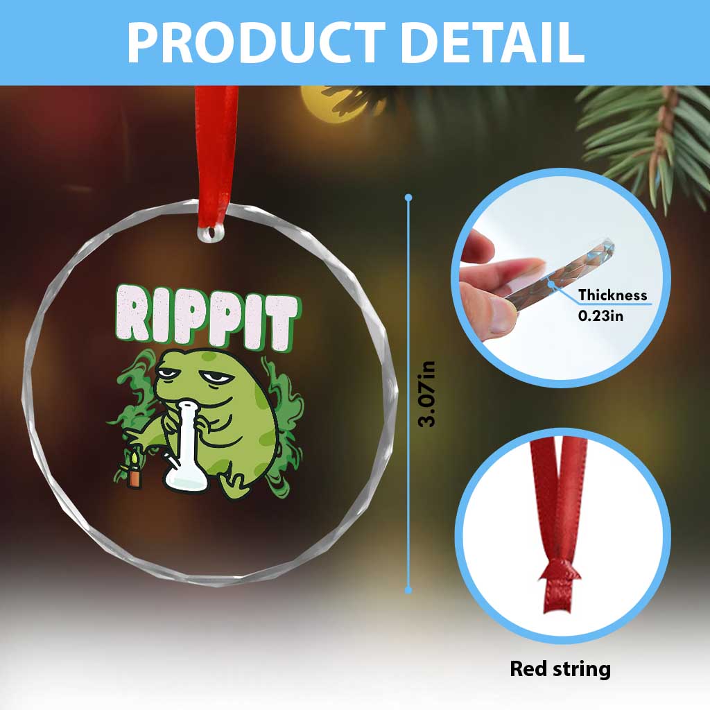 Rippit Frog Meme Crystal Glass Ornament Funny Stoner Bong Rip TS10 Print Your Wear
