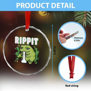 Rippit Frog Meme Crystal Glass Ornament Funny Stoner Bong Rip TS10 Print Your Wear