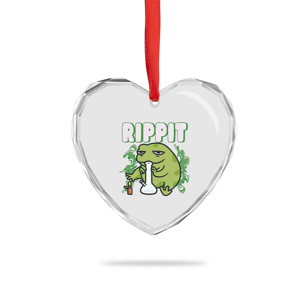 Rippit Frog Meme Heart Crystal Glass Ornament Funny Stoner Bong Rip TS10 Print Your Wear