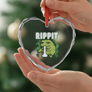 Rippit Frog Meme Heart Crystal Glass Ornament Funny Stoner Bong Rip TS10 Print Your Wear